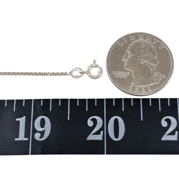 Italian Box Chain Necklace | Sterling Silver 925 20" - Picture 2 of 7